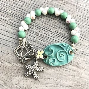 Handmade starfish and flower bracelet